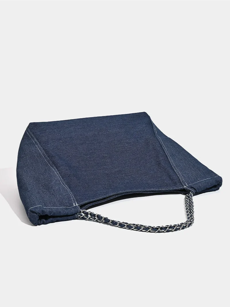 Premium Canvas Tote Bag with Chain Strap - Large Capacity Shoulder Bag for Daily Commuters - Image 2