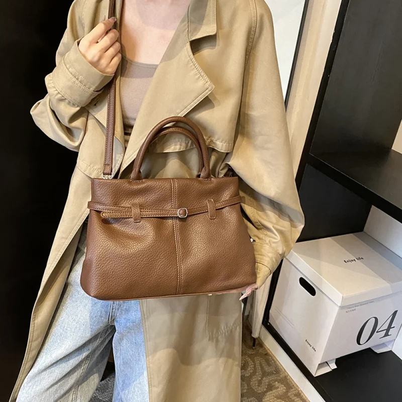 Vegan Leather Work Tote with Padded Handles - Professional Women's Shoulder Bag for Office - Image 3
