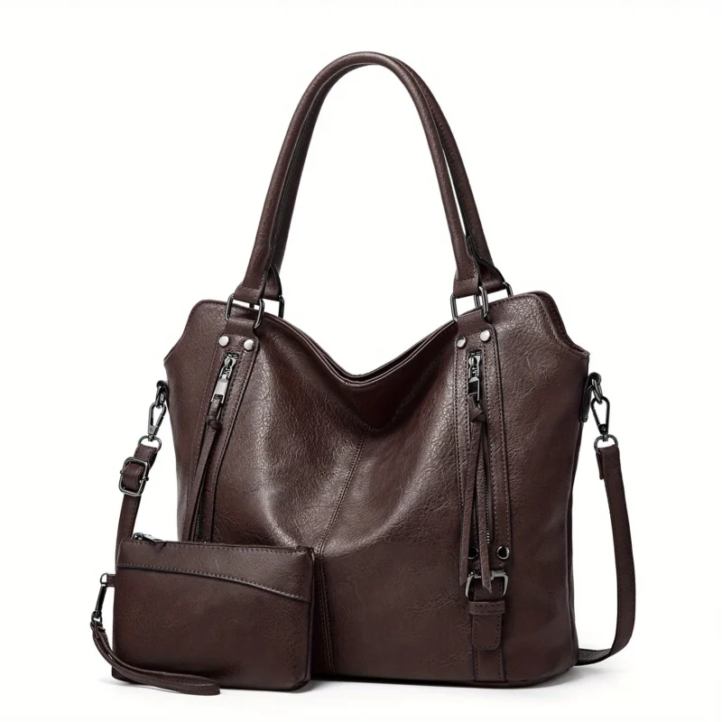 PU Leather 2-Piece Tote Bag Set - Professional Work Bags with Multi-Pockets for Women - Image 11