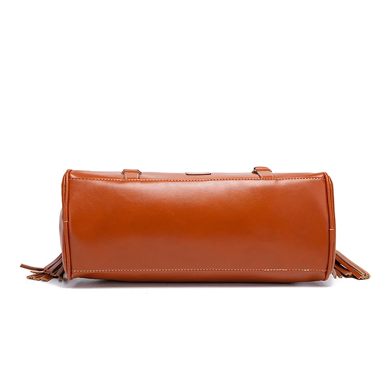 Spacious leather work tote with room for laptop and accessories