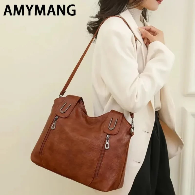 Vegan Leather Tote Bag with Multiple Compartments for Women - Professional Everyday Shoulder Messenger - Image 3