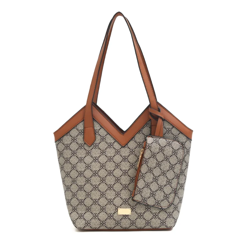 Diamond Lattice Vegan Leather Work Tote with Coin Purse - Professional Women's Shoulder Bag - Image 7