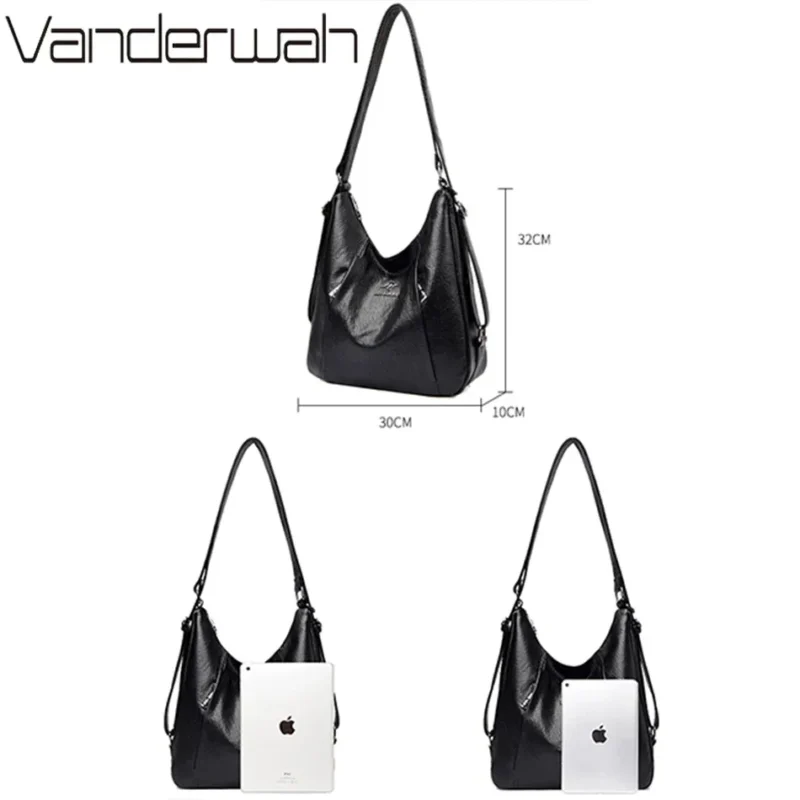Sheepskin Leather Convertible Tote with Multi-Function Storage - Professional Women's Shoulder Bag - Image 4