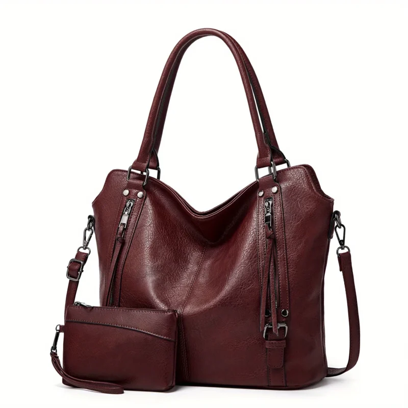 PU Leather 2-Piece Tote Bag Set - Professional Work Bags with Multi-Pockets for Women - Image 10