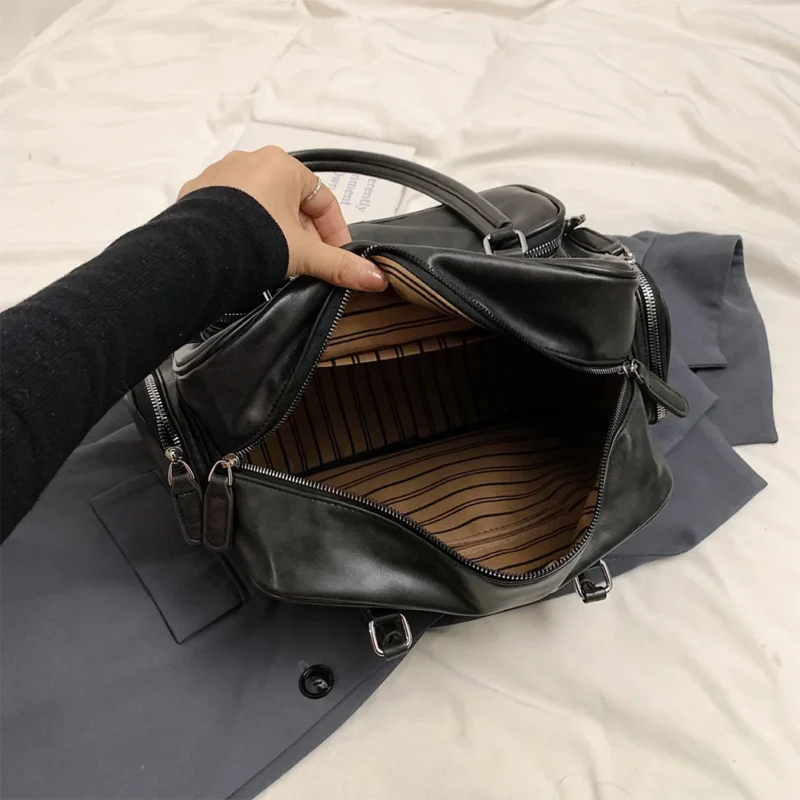 PU Leather Work Tote with Multi-Pockets Shoulder Bag for Women - Professional Hobo Handbag - Image 4