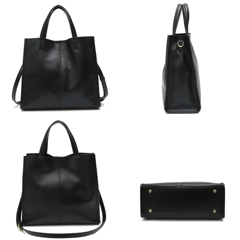 Full Grain Genuine Leather Work Tote with Laptop Compartment for Women - Professional Business Handbag - Image 3