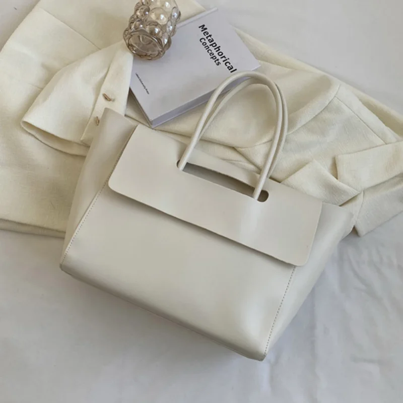 Vintage PU Leather Work Tote Bag with Large Capacity for Women - Professional Casual Shoulder Handbag - Image 4
