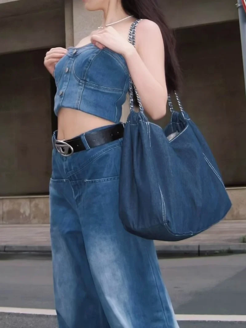Premium Canvas Tote Bag with Chain Strap - Large Capacity Shoulder Bag for Daily Commuters - Image 3