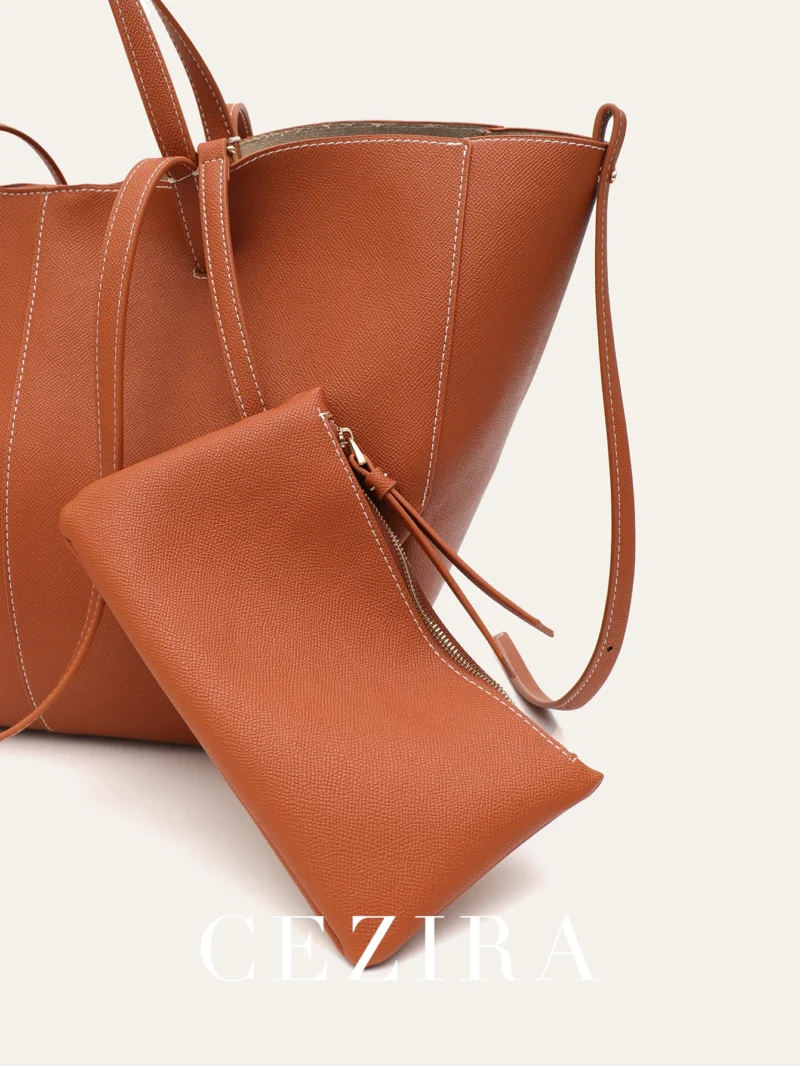 Vegan Leather Work Tote Professional Shoulder Bag with Top Handle - Stylish Daily Commuter Purse - Image 3