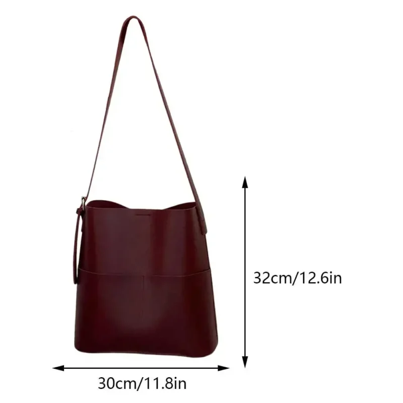 Vegan Leather Bucket Bag Multi-Pocket Shoulder Tote for Women - Professional Everyday Hobo Handbag - Image 10