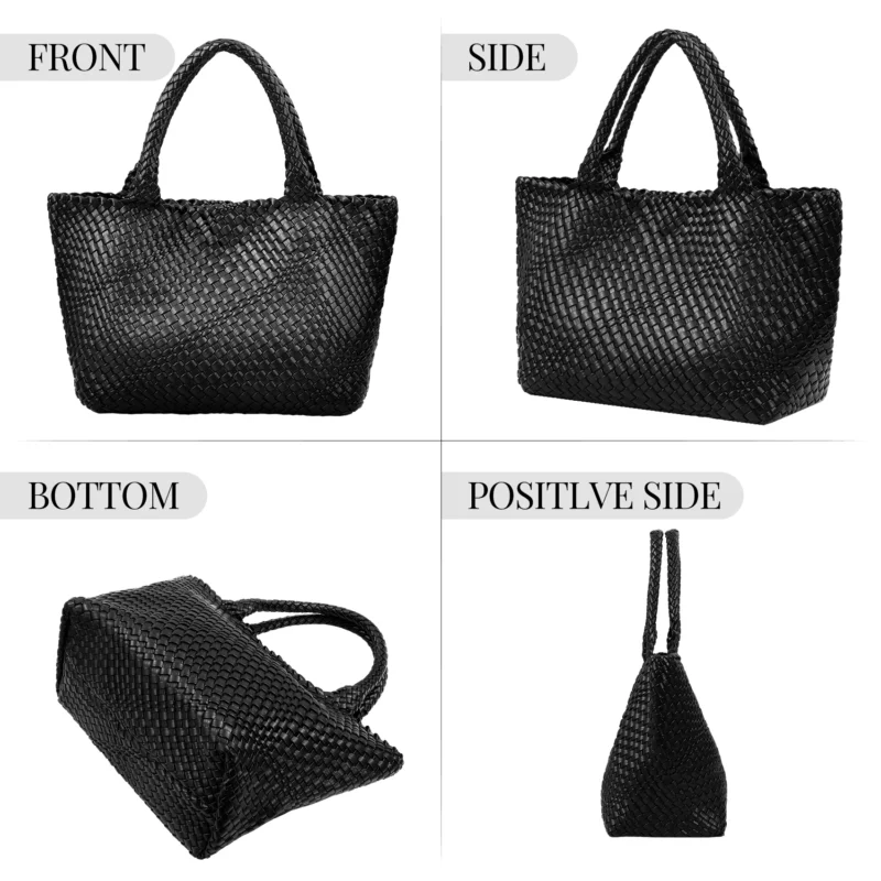 Woven Vegan Leather Tote Bag with Handle for Women - Professional Work & Travel Companion - Image 6