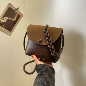 Elegant PU Leather Mini Crossbody Bag with Hasp Closure - Stylish Sewing Thread Detail