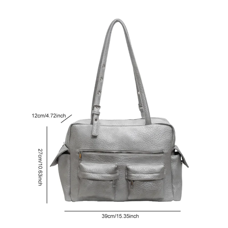 Vegan Leather Shoulder Bag for Women - Professional Multi-Pocket Commuter Tote with Adjustable Strap - Image 6