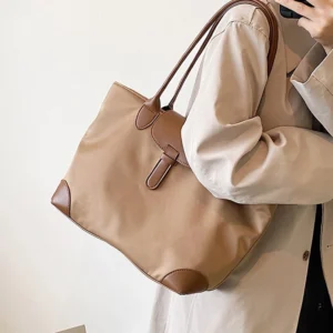Waterproof Nylon Tote Bag with Multi-Compartments - High-Capacity Casual Shoulder Bag for Women