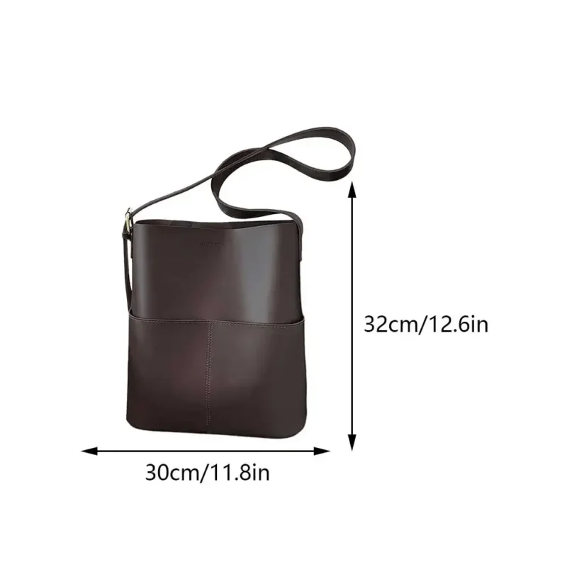 Vegan Leather Bucket Bag Multi-Pocket Shoulder Tote for Women - Professional Everyday Hobo Handbag - Image 7
