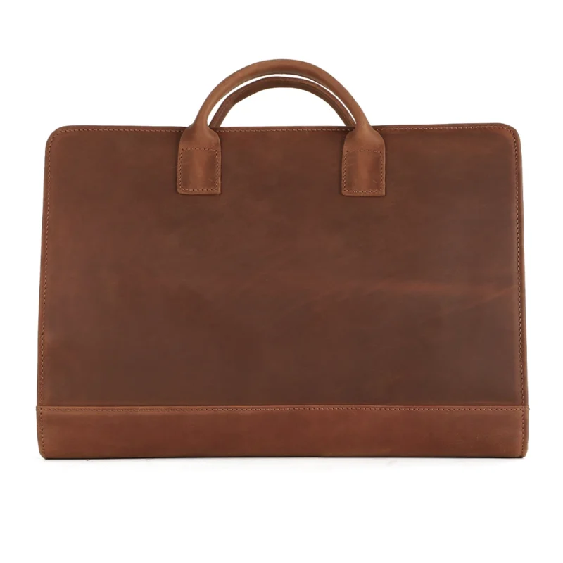 Genuine Crazy Horse Leather Briefcase with 15.6" Laptop Compartment - Vintage Business Portfolio Organizer - Image 8
