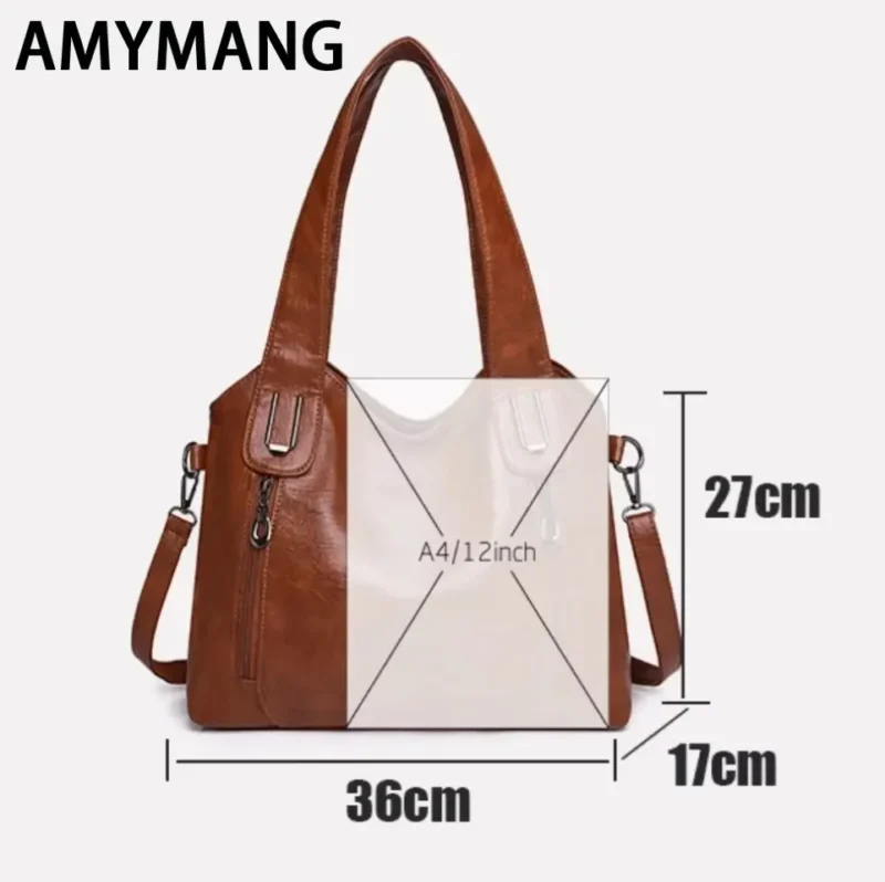 Vegan Leather Tote Bag with Multiple Compartments for Women - Professional Everyday Shoulder Messenger - Image 5